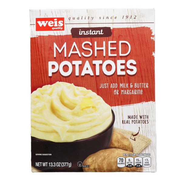 slide 1 of 6, Weis Quality 100% Real Instant Mashed Potatoes, 13.3 oz