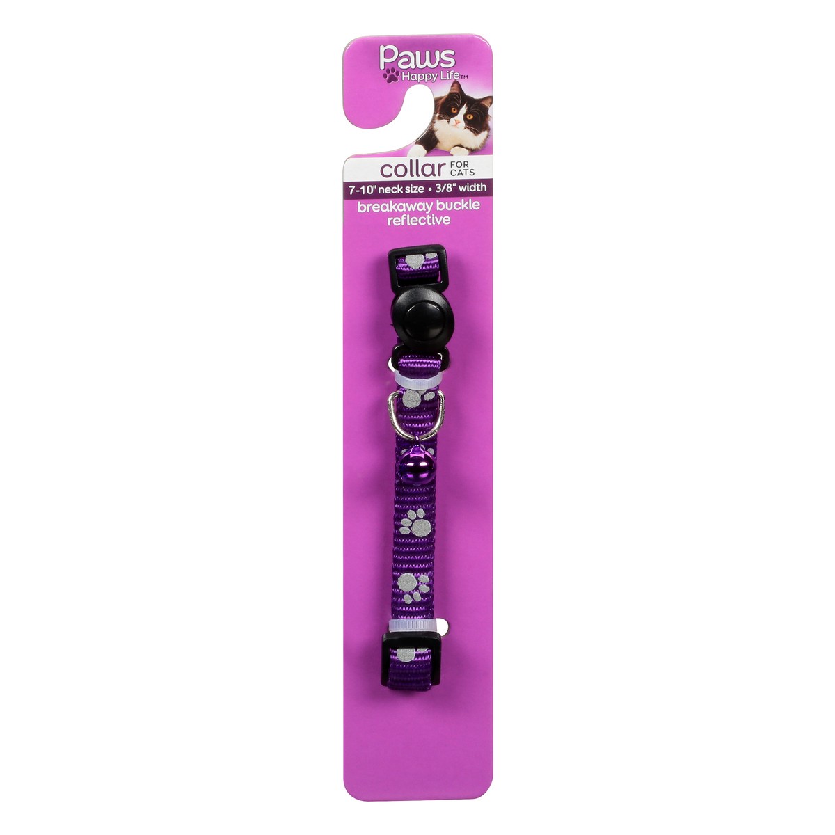 slide 1 of 11, Paws Happy Life 7-10" Neck Size - 3/8" Width Breakaway Buckle Reflective Collar For Cats, 1 ct
