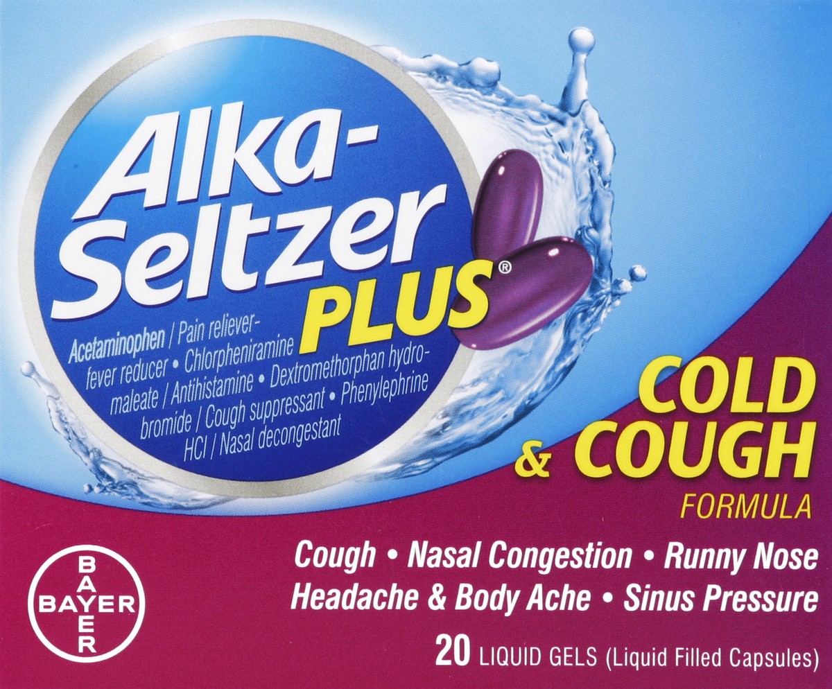 slide 4 of 6, Alka-Seltzer Maximum Strength Cold & Cough Liquid Gels 20 ea, 20 ct