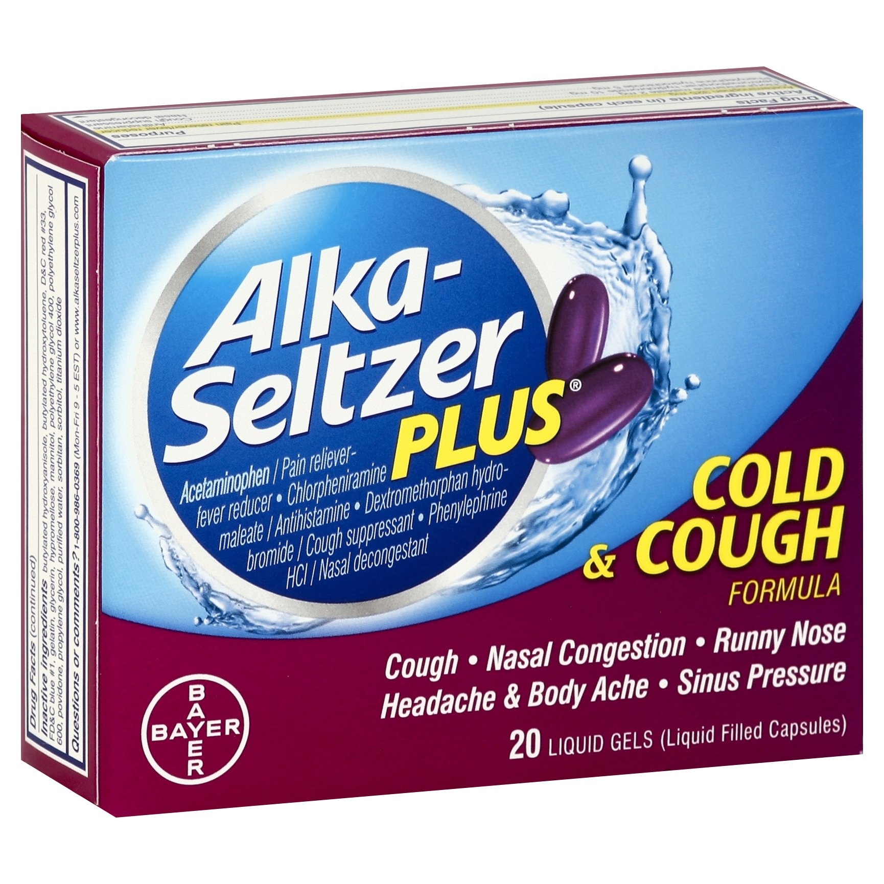 slide 1 of 6, Alka-Seltzer Plus Cold & Cough Formula Liquid Gels, 20 ct