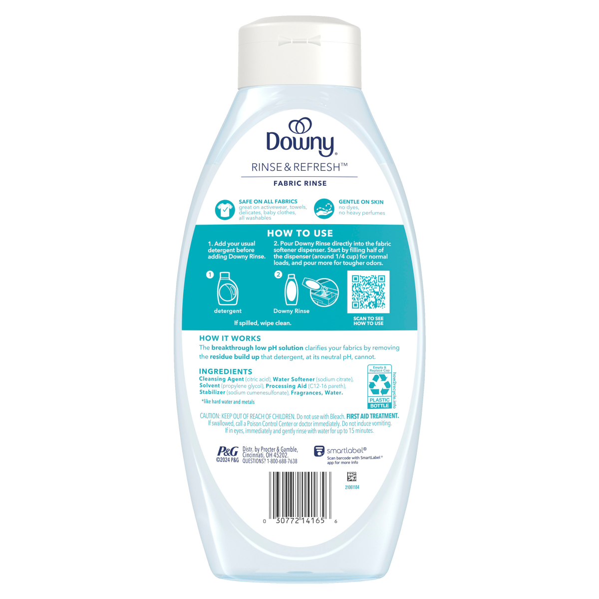 slide 6 of 29, Downy Rinse & Refresh Laundry Odor Remover and Fabric Softener, Cool Cotton, 36.7 fl oz., Safe On All Fabrics, HE Compatible, 36.7 fl oz