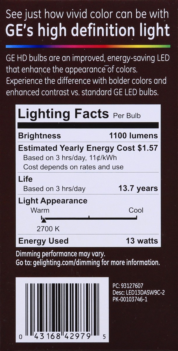 slide 8 of 9, GE Relax LED Soft White 13 Watts Light Bulb 2 ea, 2 ct