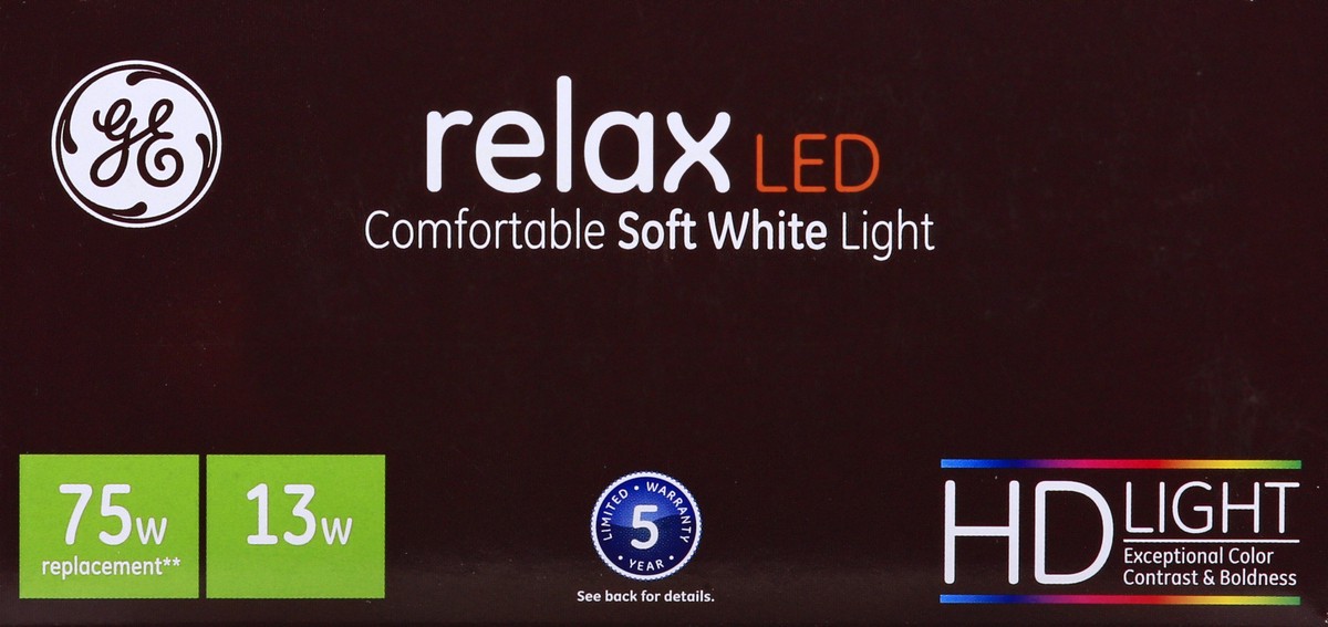 slide 9 of 9, GE Relax LED Soft White 13 Watts Light Bulb 2 ea, 2 ct