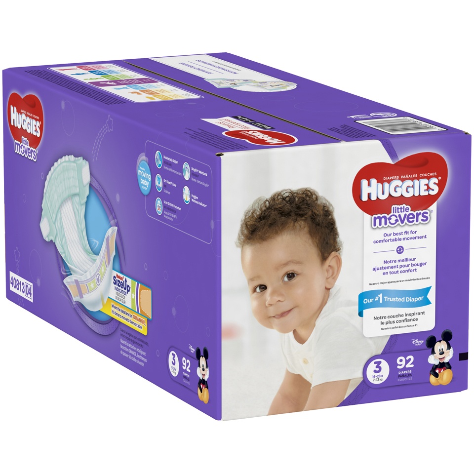 slide 2 of 3, Huggies Little Movers Diapers Size 3, 92 ct