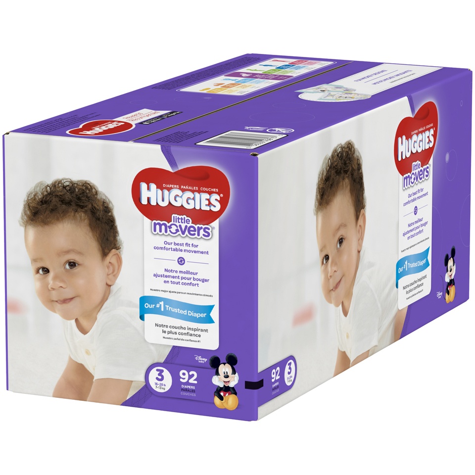 slide 3 of 3, Huggies Little Movers Diapers Size 3, 92 ct