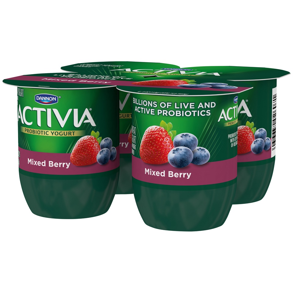 slide 5 of 7, Activia Mixed Berry Probiotic Yogurt, Low Fat Yogurt Cups, 4 OZ, 4 Ct, 4 ct