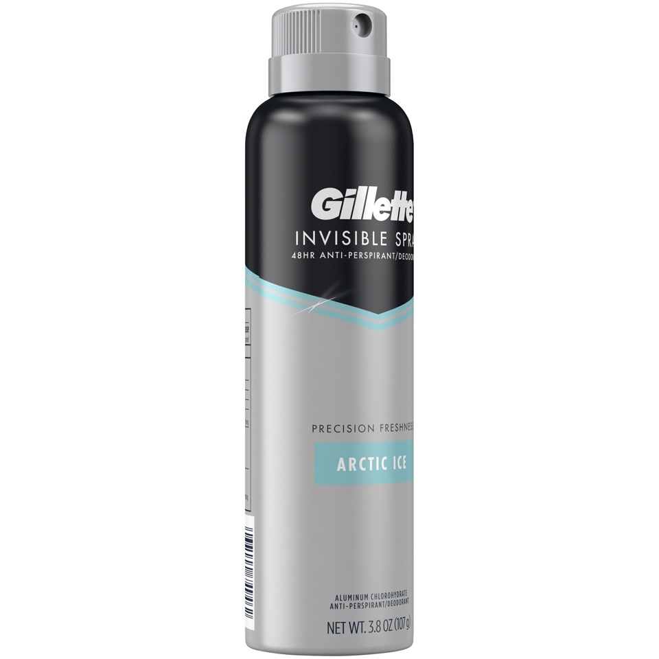 slide 2 of 3, Gillette Invisible Spray Antiperspirant and Deodorant for Men, Arctic Ice, 3.8 oz