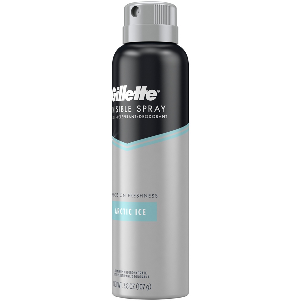 slide 3 of 3, Gillette Invisible Spray Antiperspirant and Deodorant for Men, Arctic Ice, 3.8 oz