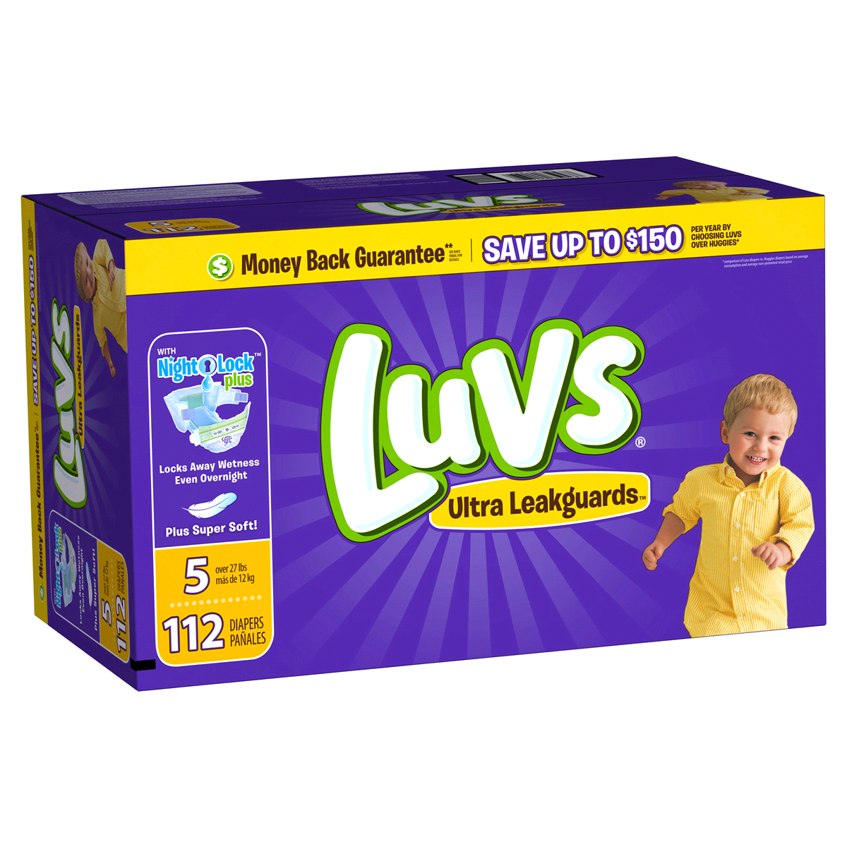 slide 2 of 3, Luvs Value Pack Diapers Size 5, 112 ct