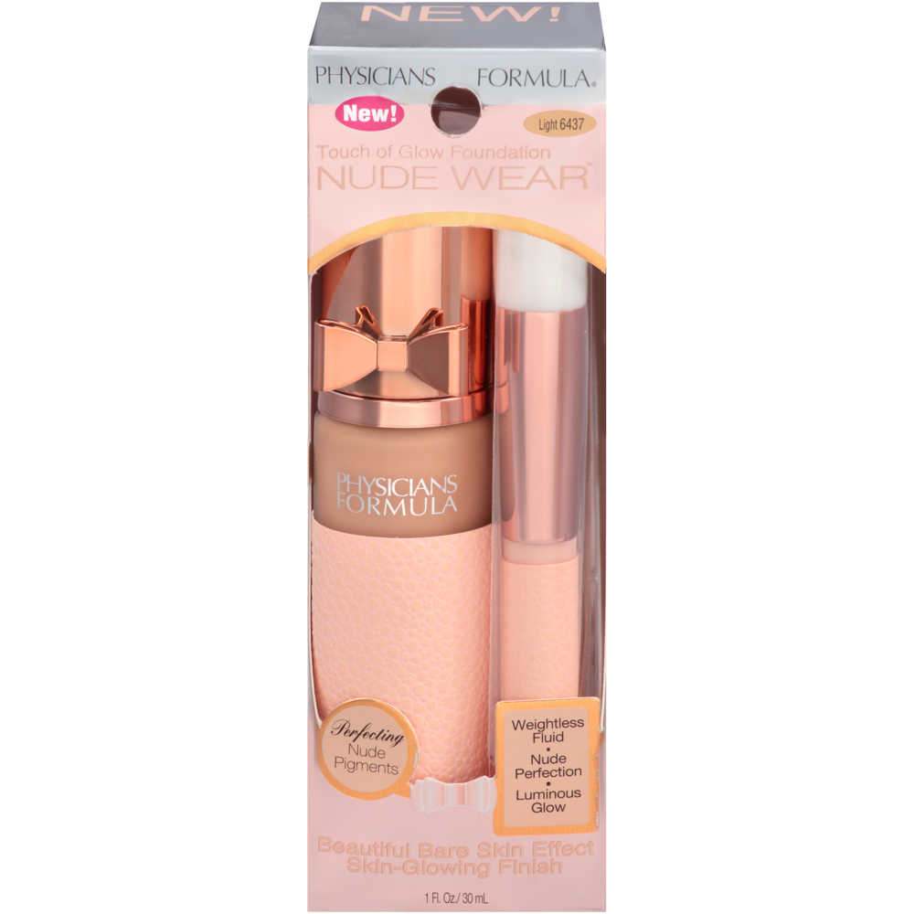 slide 1 of 1, Physicians Formula Nude Wear Glowing Nude Foundation Light, 1 ct