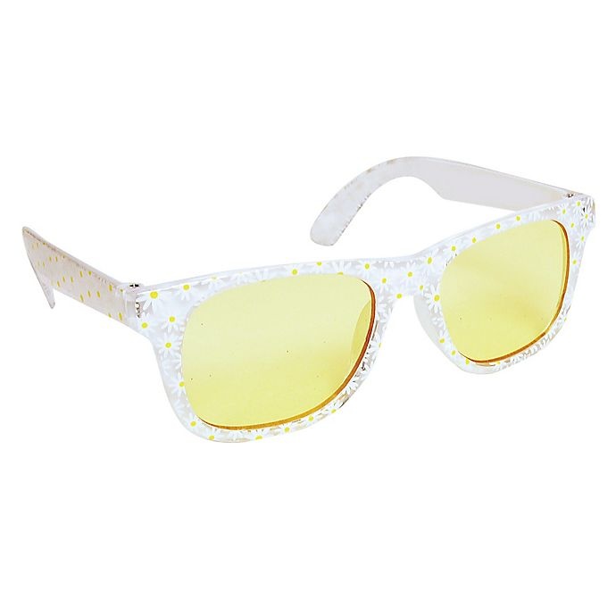 slide 1 of 1, On The Verge Daisy Sunglasses - White/Yellow, 1 ct