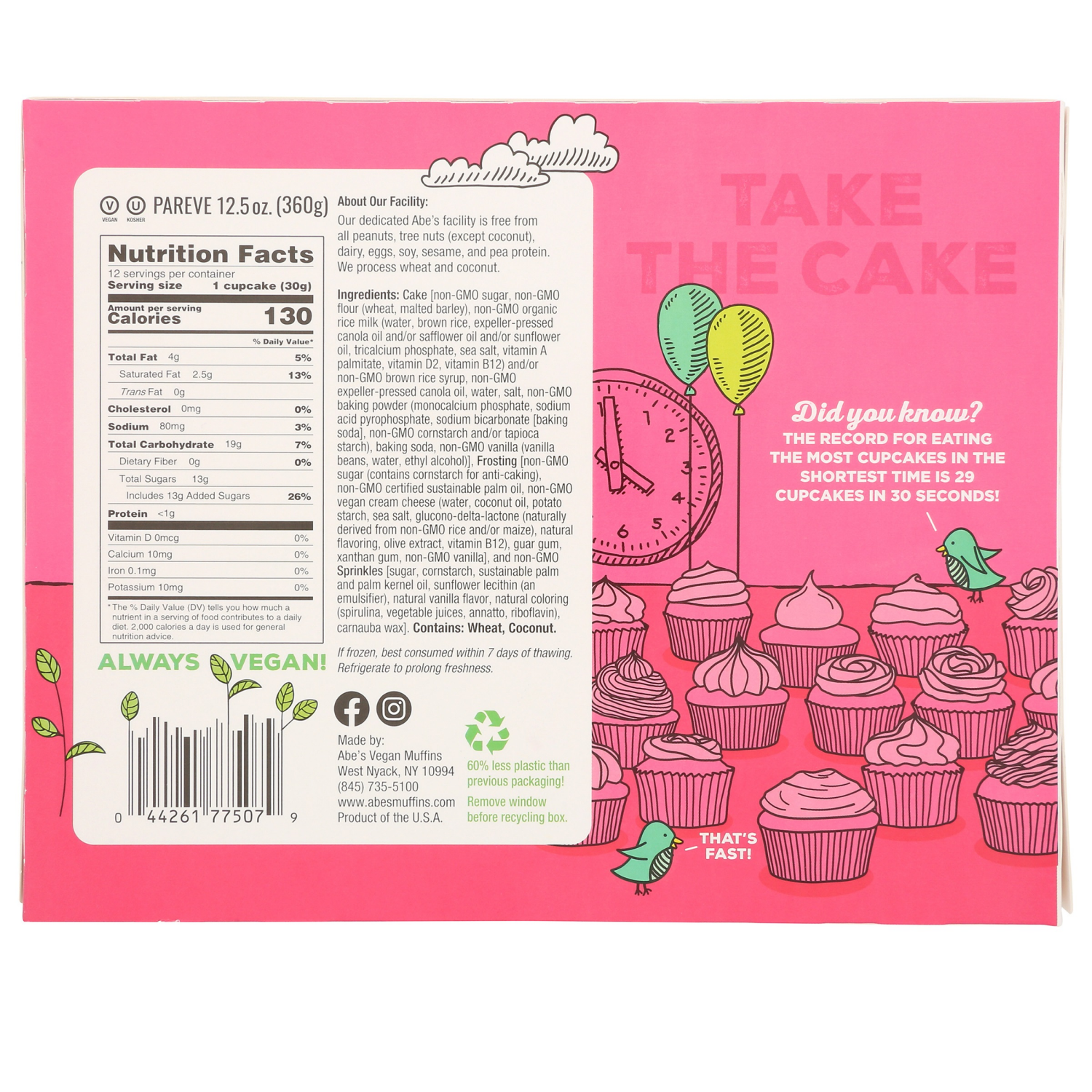 slide 2 of 2, Abe's School Friendly Vanilla Cupcakes 12 Pack, 12 ct