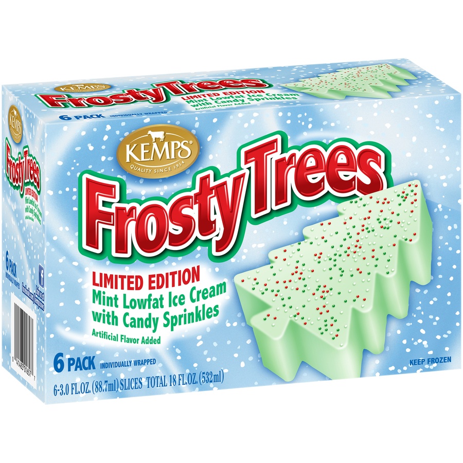 slide 2 of 8, Kemps Frosty Trees Mint Lowfat Ice Cream With Candy Sprinkles Slices, 6 ct; 3 fl oz