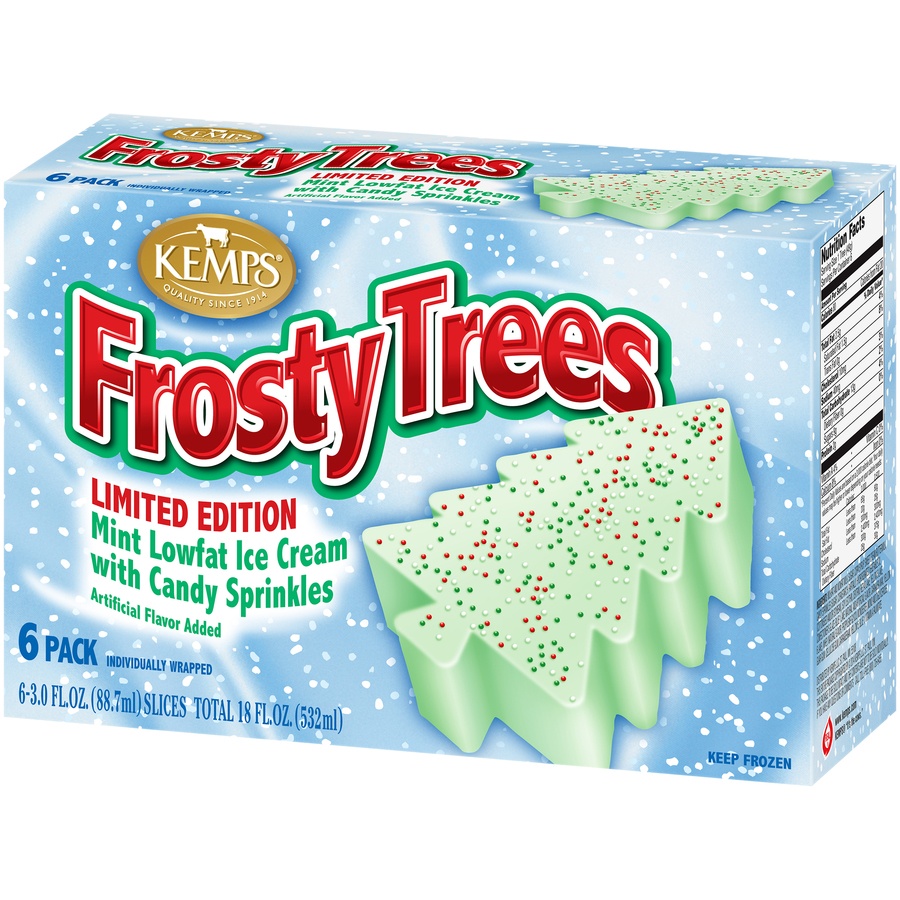 slide 3 of 8, Kemps Frosty Trees Mint Lowfat Ice Cream With Candy Sprinkles Slices, 6 ct; 3 fl oz