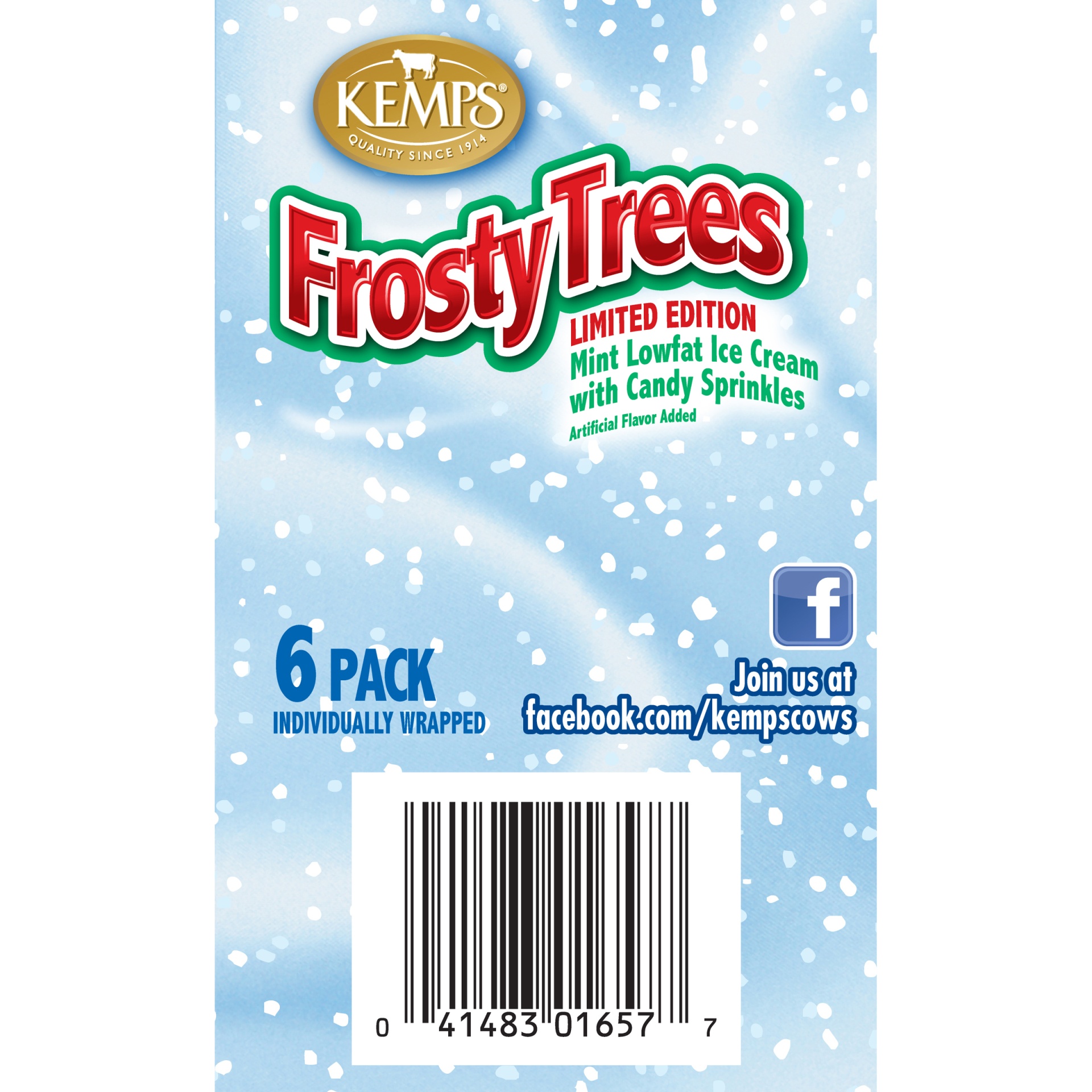 slide 4 of 8, Kemps Frosty Trees Mint Lowfat Ice Cream With Candy Sprinkles Slices, 6 ct; 3 fl oz