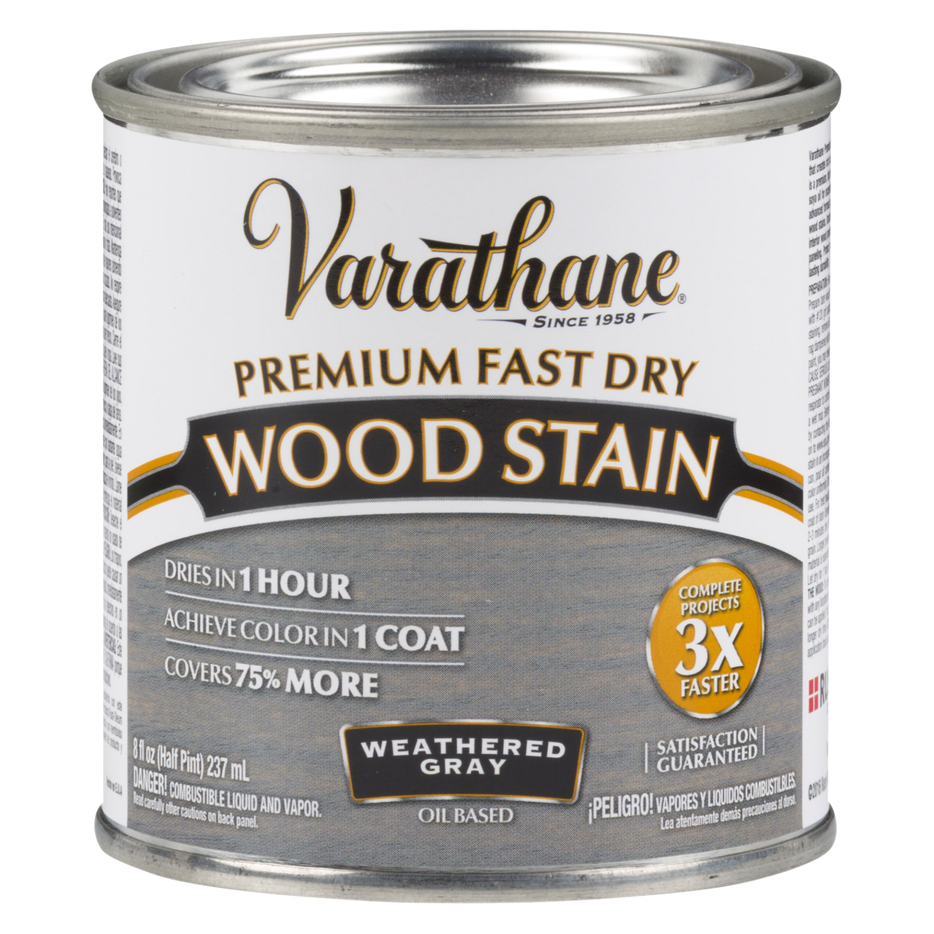 slide 1 of 1, Varathane Premium Fast Dry Wood Stain - 269398, Half Pint, Weathered Gray, 1/2 pint
