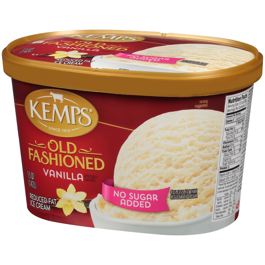 slide 3 of 8, Kemps No Sugar Added Old Fashioned Vanilla Reduced Fat Ice Cream, 1.5 qt