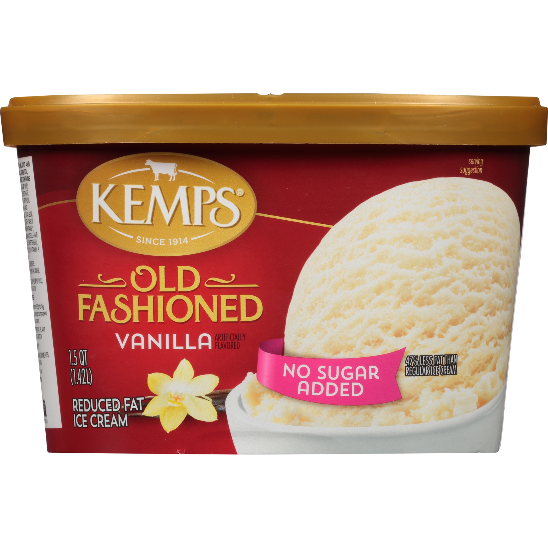 slide 6 of 8, Kemps No Sugar Added Old Fashioned Vanilla Reduced Fat Ice Cream, 1.5 qt