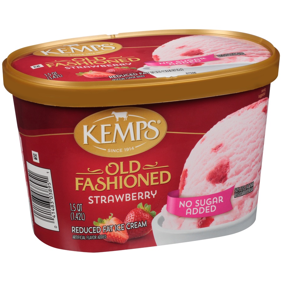 slide 2 of 8, Kemps No Sugar Added Old Fashioned Strawberry Reduced Fat Ice Cream, 1.5 qt