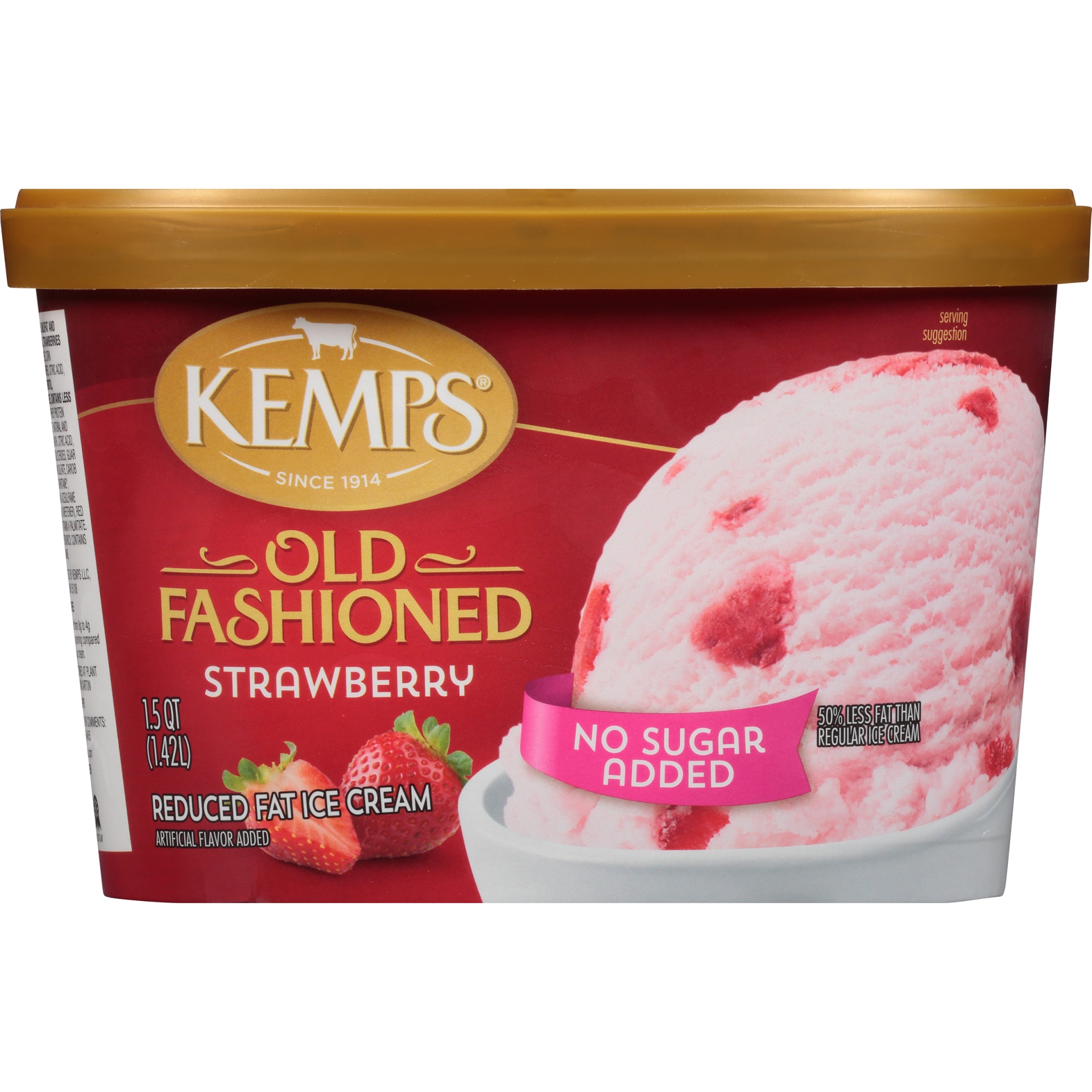 slide 6 of 8, Kemps No Sugar Added Old Fashioned Strawberry Reduced Fat Ice Cream, 1.5 qt