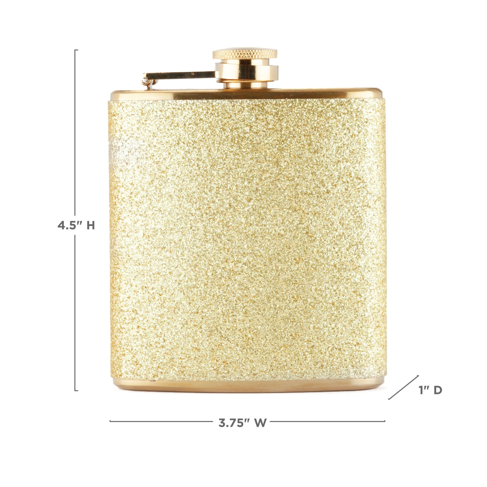 slide 2 of 5, Blush Sparkletini Stainless Steel, Glitter Flask, Gifts for Women, Hidden Alcohol Barware, 6 oz, Gold, 1 ct