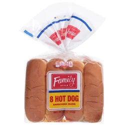 European Bakers Family Style Hot Dog Enriched Buns 8 ea