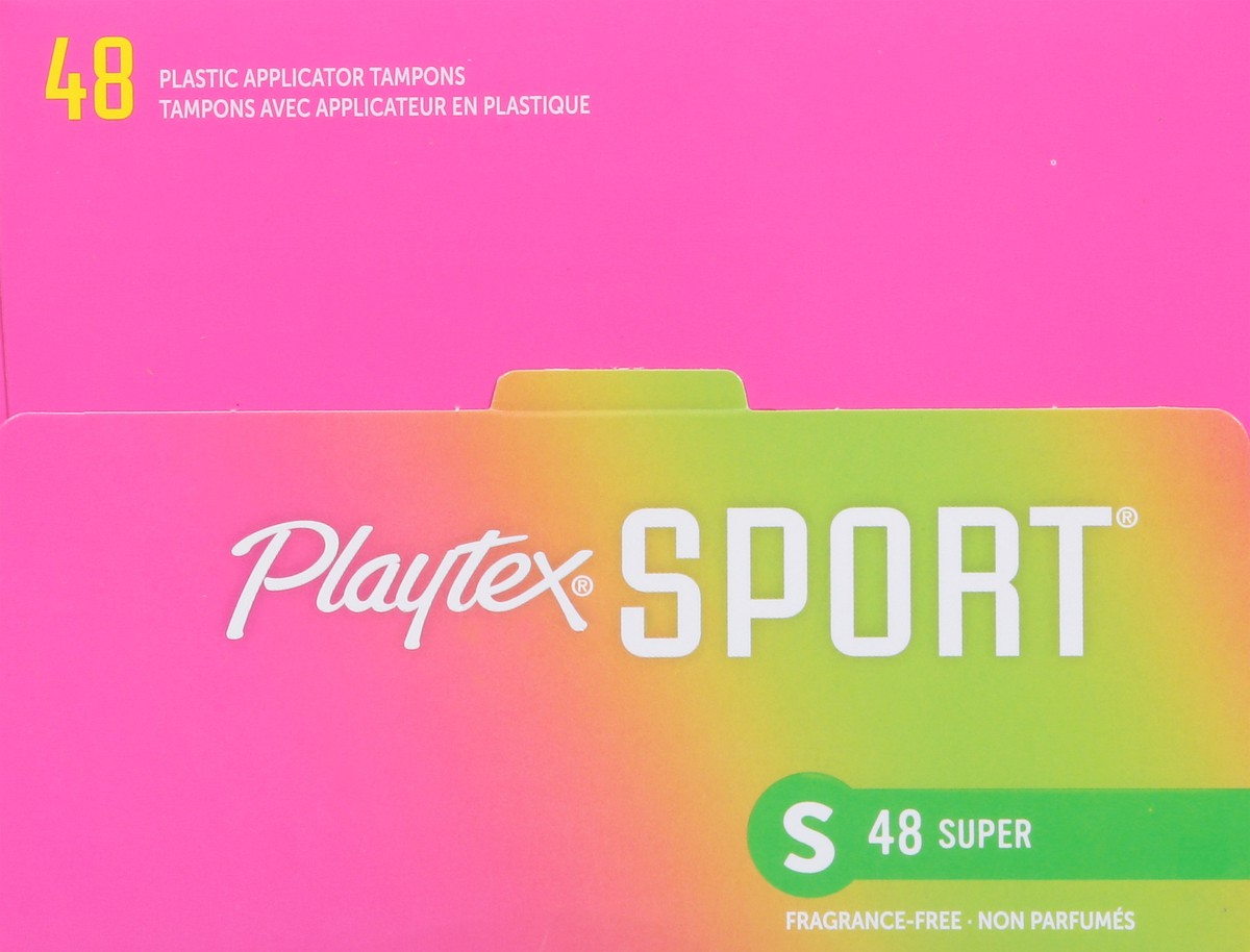 slide 6 of 9, Playtex Sport Super Plastic Applicator Tampons 48 ea, 48 ct