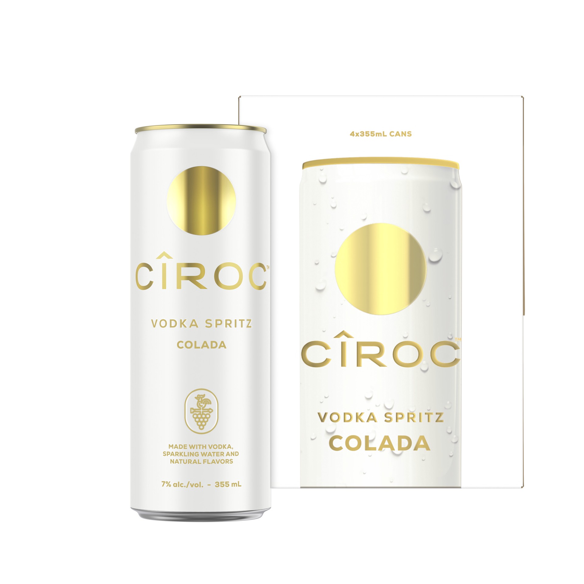 slide 2 of 3, CIROC Vodka Spritz Colada, 4-PACK (4 x 12 fl oz), 355 ml