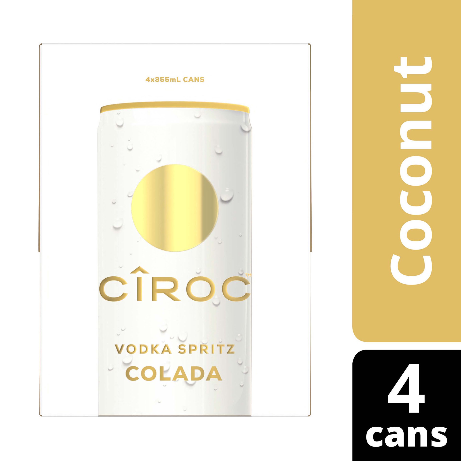 slide 1 of 3, CIROC Vodka Spritz Colada, 4-PACK (4 x 12 fl oz), 355 ml