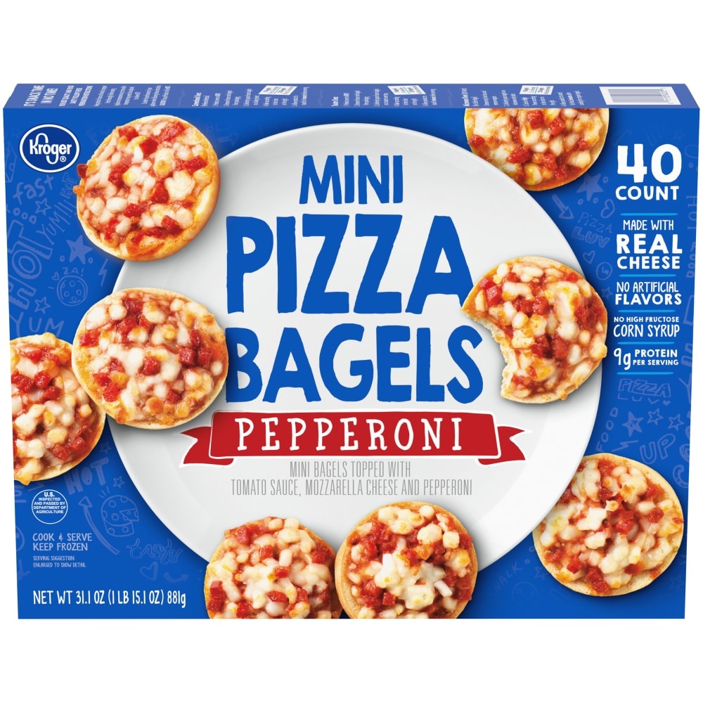 slide 1 of 1, Kroger Pepperoni Mini Pizza Bagels, 40 ct