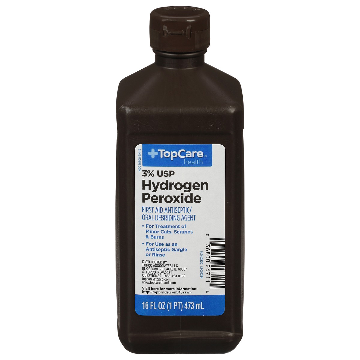 slide 1 of 9, TopCare Health 3% USP Hydrogen Peroxide 16 fl oz, 16 fl oz