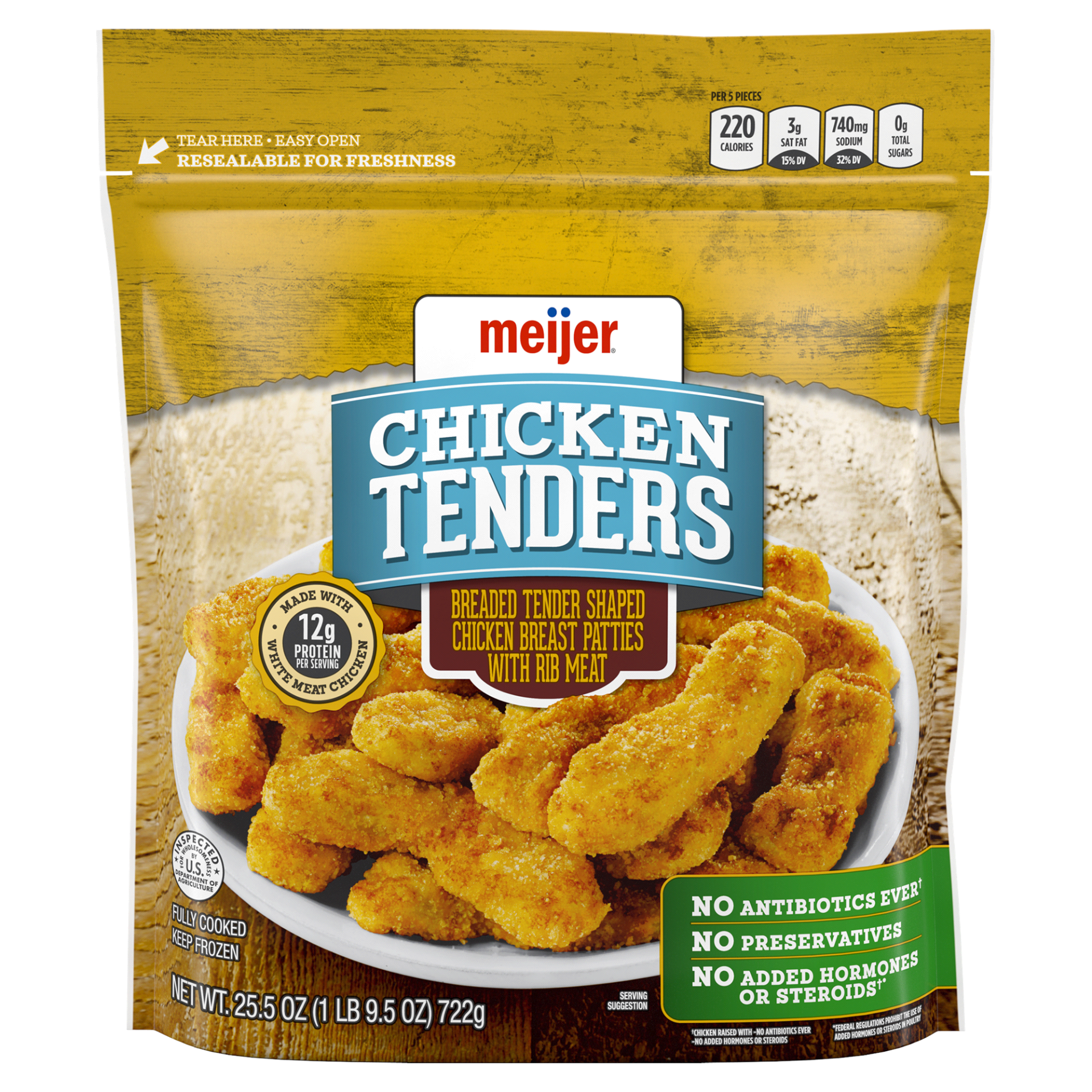 slide 1 of 2, Meijer Frozen Chicken Breast Tenders, 25.5 oz