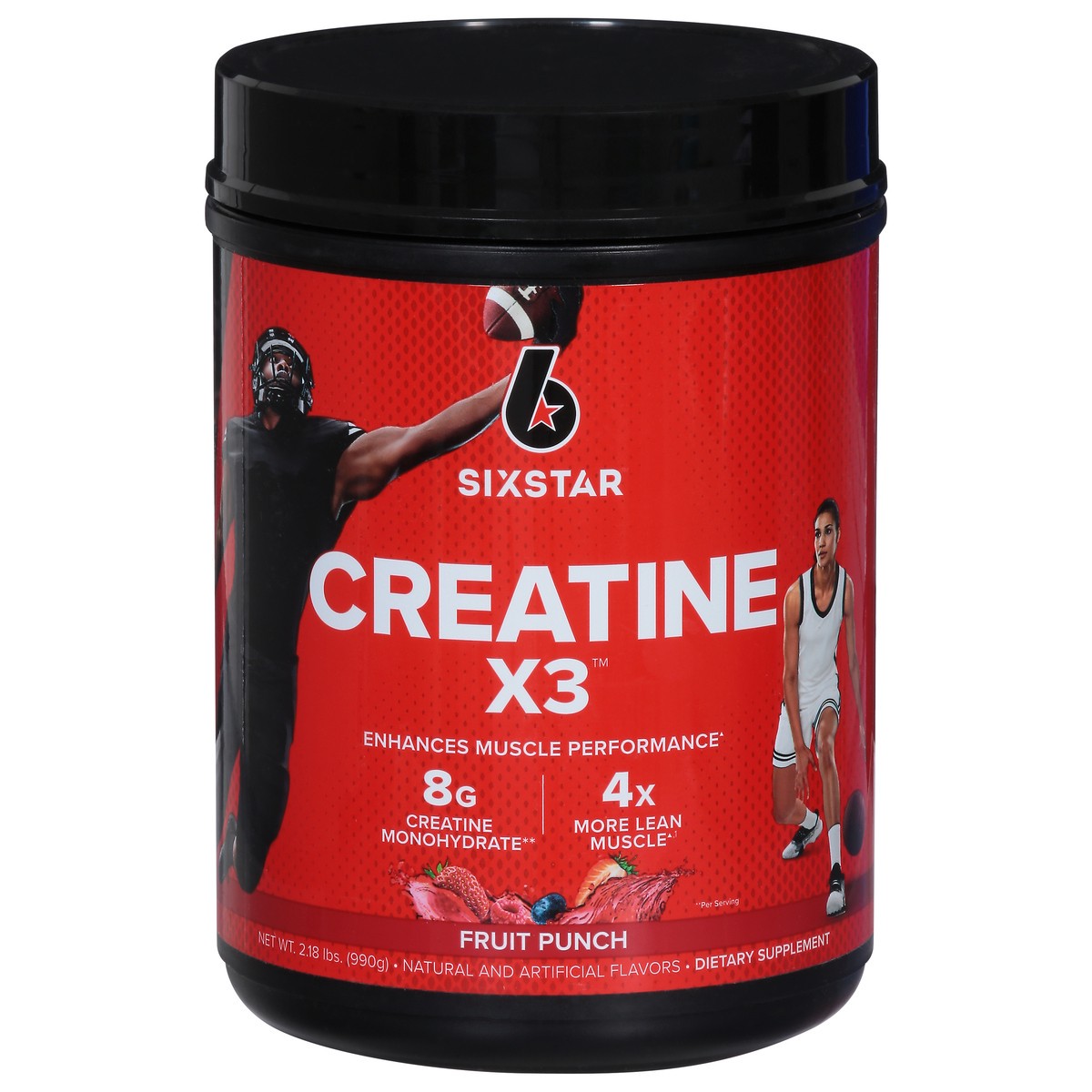 slide 1 of 9, Six Star Fruit Punch Creatine X3 Powder 2.18 lb, 2.18 lb