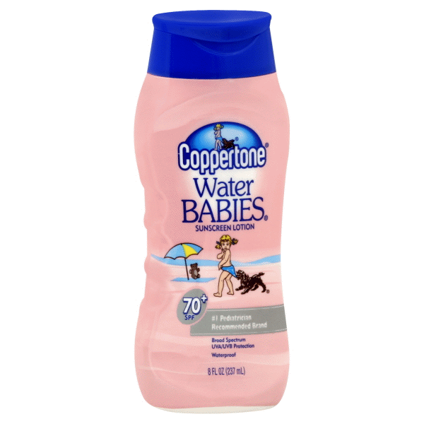 slide 1 of 1, Coppertone Water Babies Broad Spectrum SPF 70+ Sunscreen Lotion, 8 fl oz