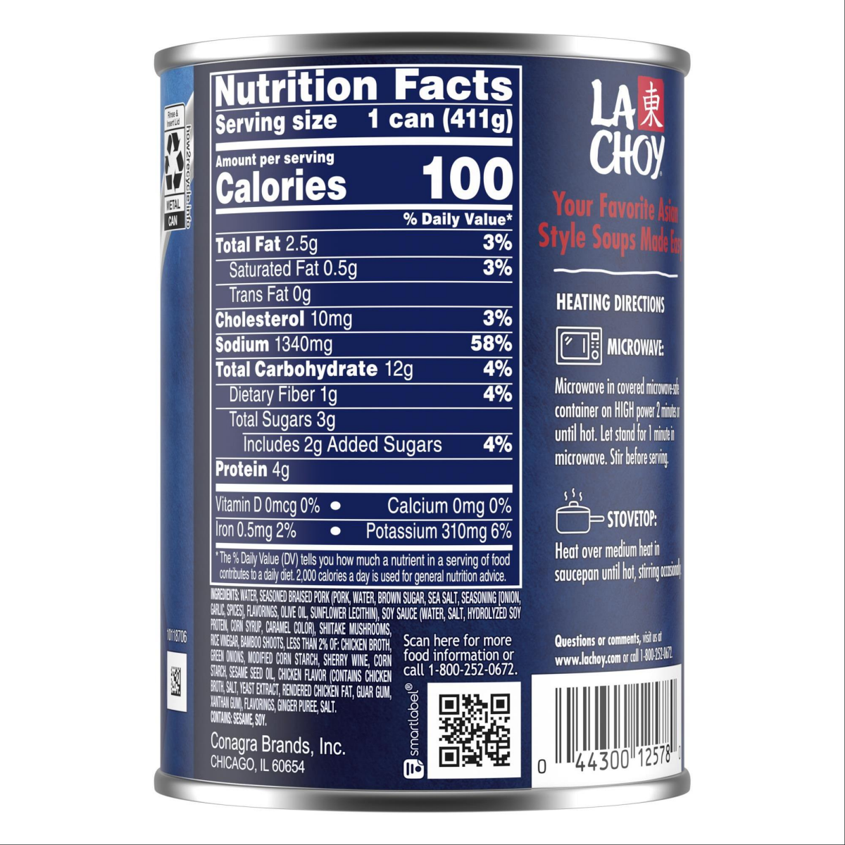 slide 3 of 4, La Choy Hot & Sour Soup With Pork, Contains 0.5 g Sat. Fat, 14.5 oz., 14.5 oz