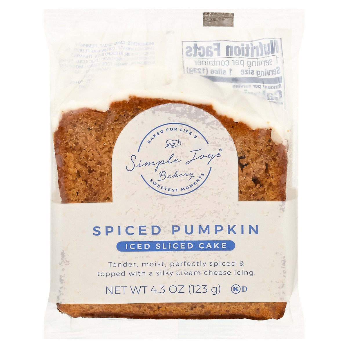 slide 1 of 9, Simple Joys Bakery Spiced Pumpkin Iced Sliced Cake 4.3 oz, 4.3 oz