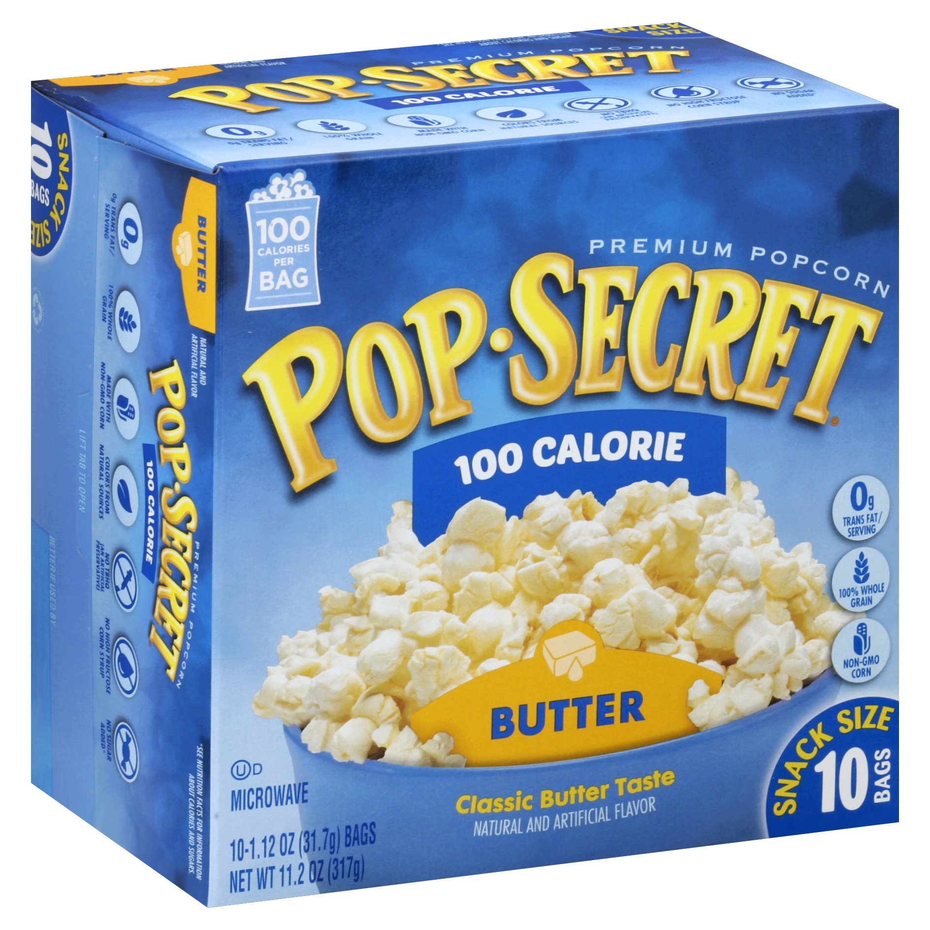 slide 1 of 1, Pop-Secret Premium 100 Calorie Microwavable Butter Popcorn, 10 ct; 11.2 oz