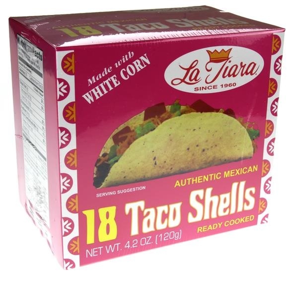 slide 1 of 1, La Tiara Taco Shells White Corn, 18 ct; 4.2 oz