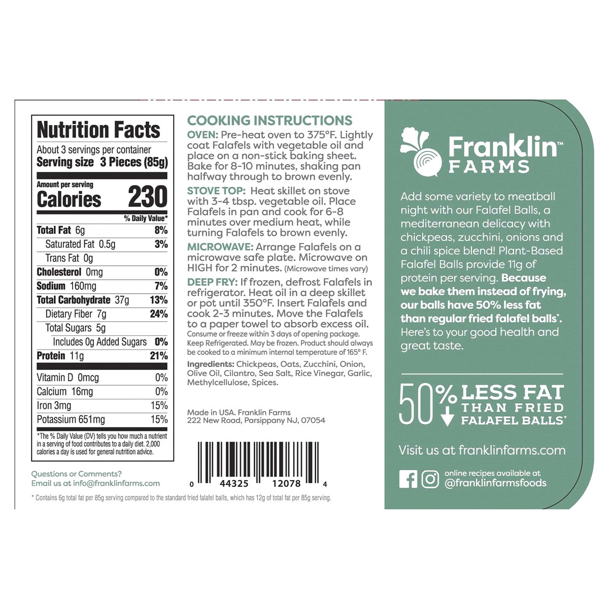 slide 2 of 2, Franklin Farms Falafel Balls, 9 oz