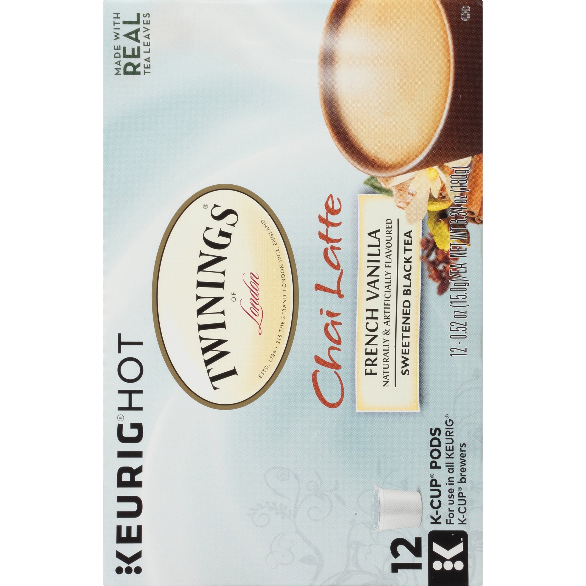 slide 5 of 8, Twinings French Vanilla Chai Latte Sweetened Black Tea, 12 ct; 0.52 oz