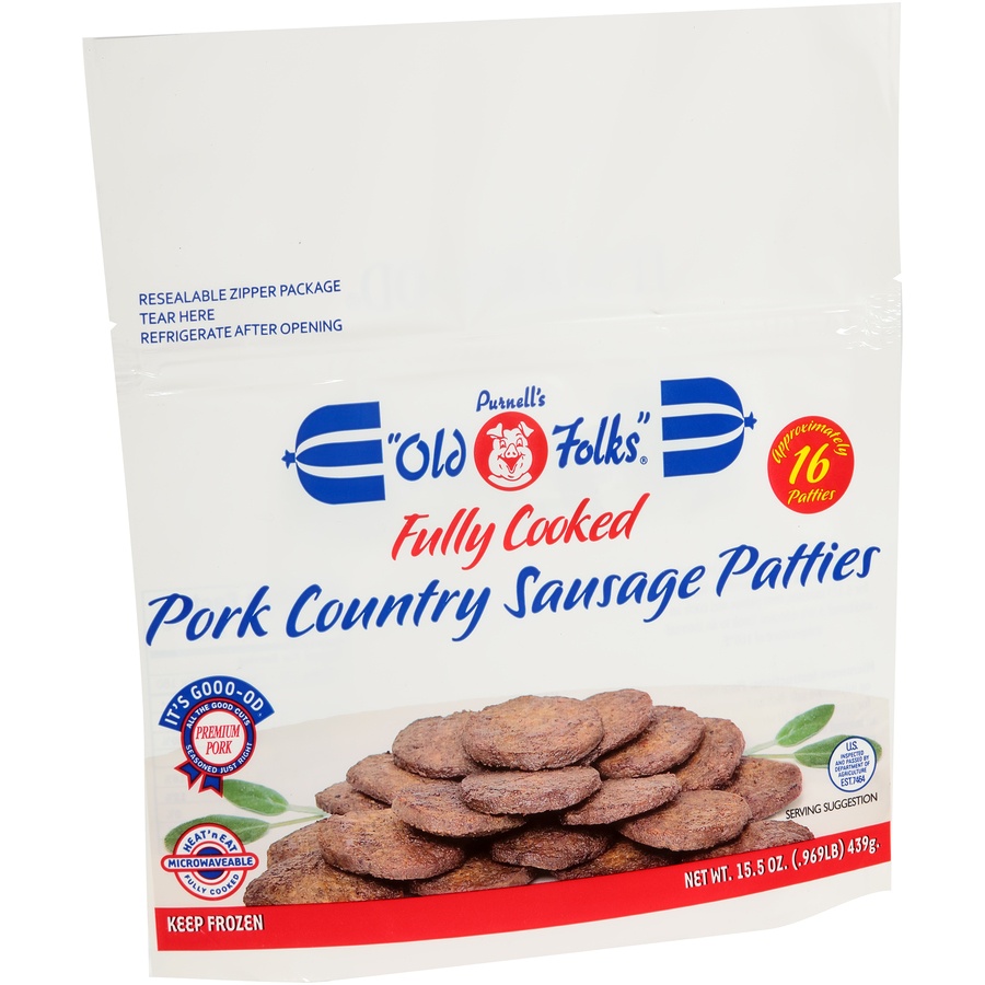 slide 5 of 8, Purnell's "Old Folks" Pork Country Sausage Patties, 15.5 oz