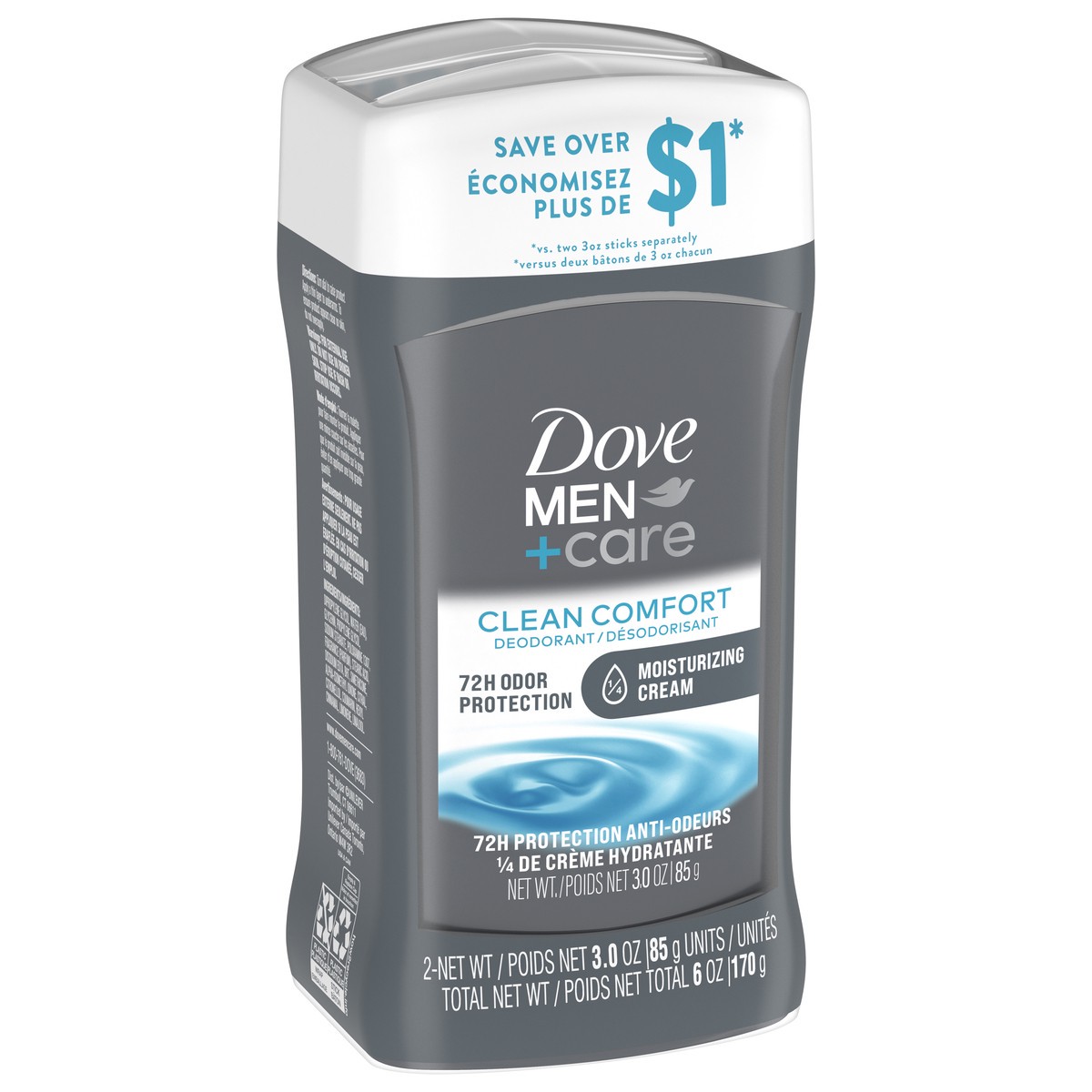 slide 5 of 8, Dove Men+Care Deodorant Stick for Men Extra Fresh, 3.0 oz, Twin Pack, 3 oz