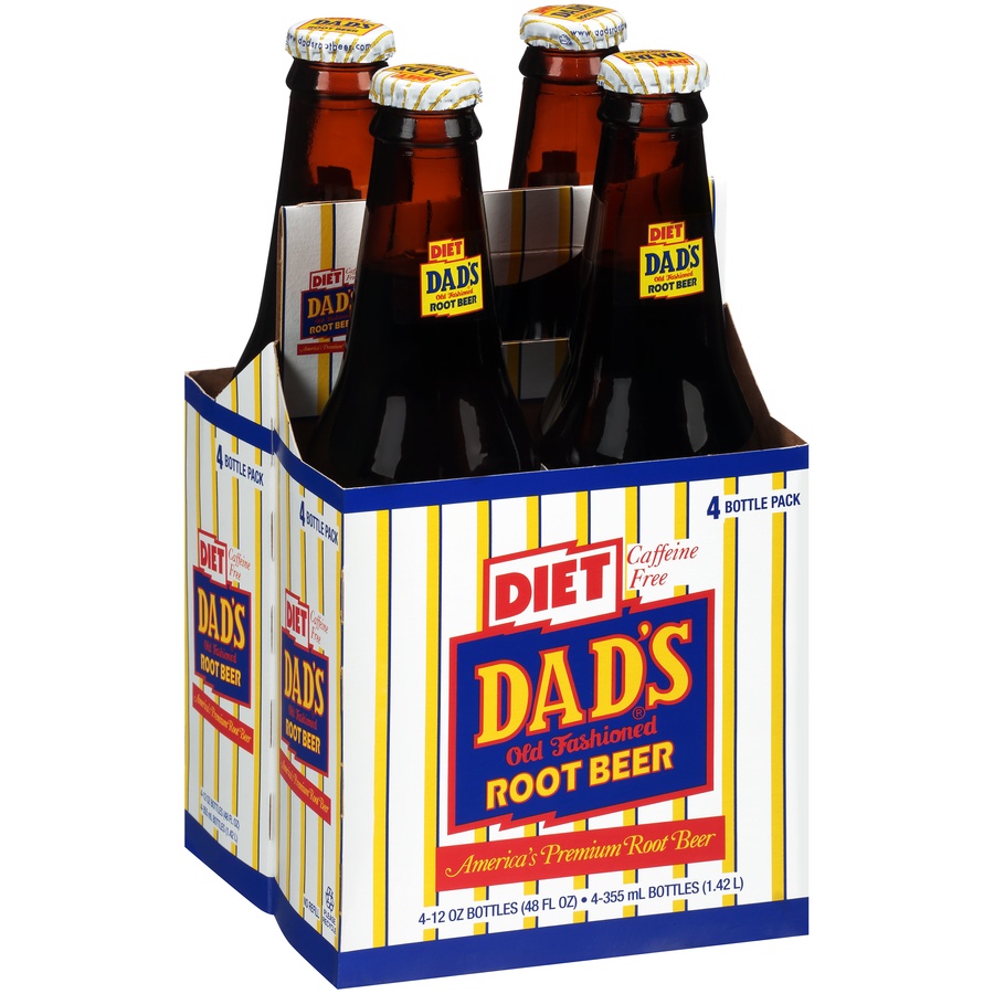 slide 2 of 8, Dad's Old Fashioned Diet Root Beer, 4 ct; 12 oz