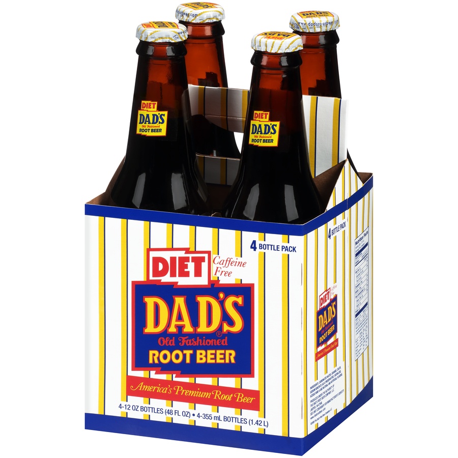 slide 3 of 8, Dad's Old Fashioned Diet Root Beer, 4 ct; 12 oz