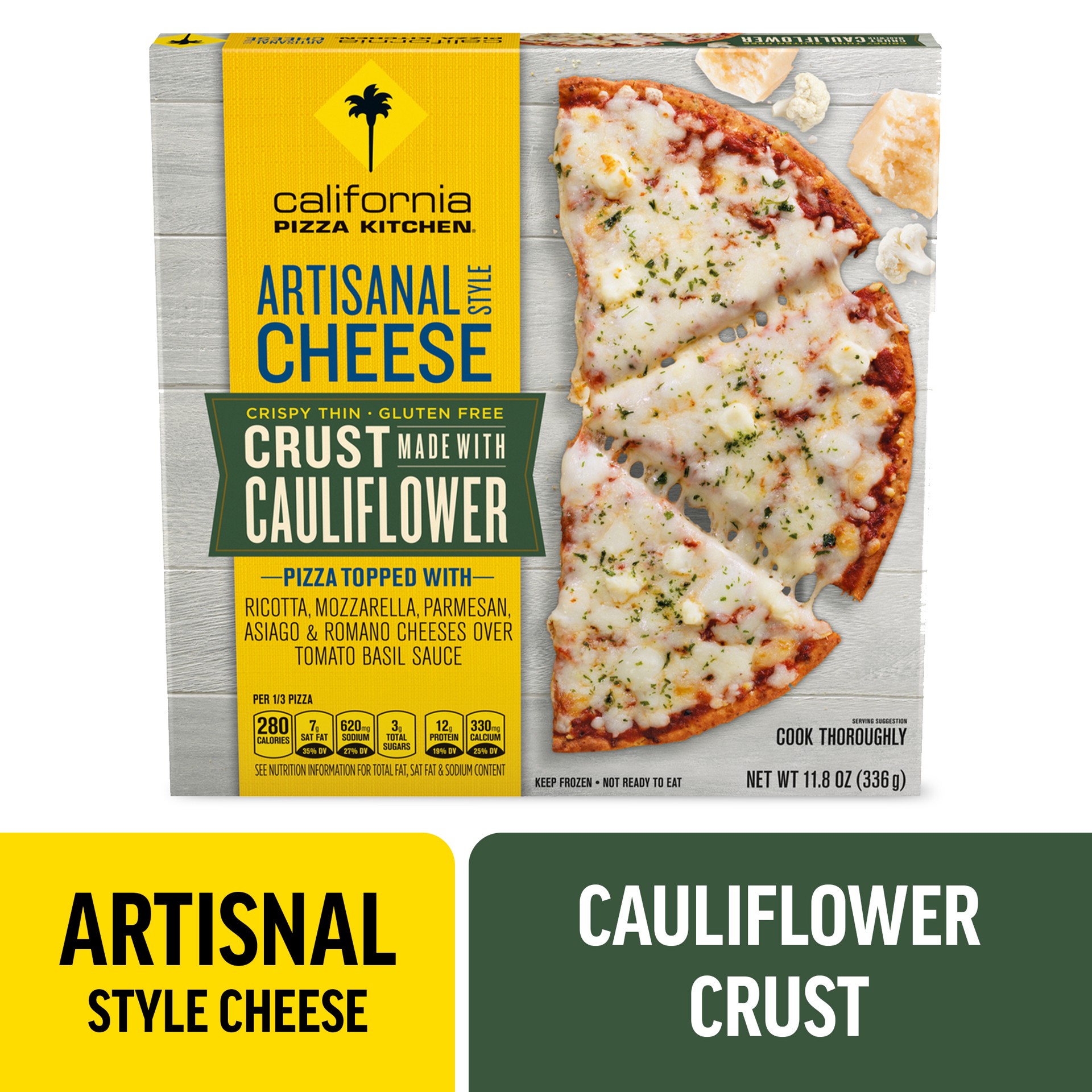 slide 1 of 2, California Pizza Kitchen Artisanal Style Cheese Cauliflower Crispy Thin Crust Pizza, 11.8 oz