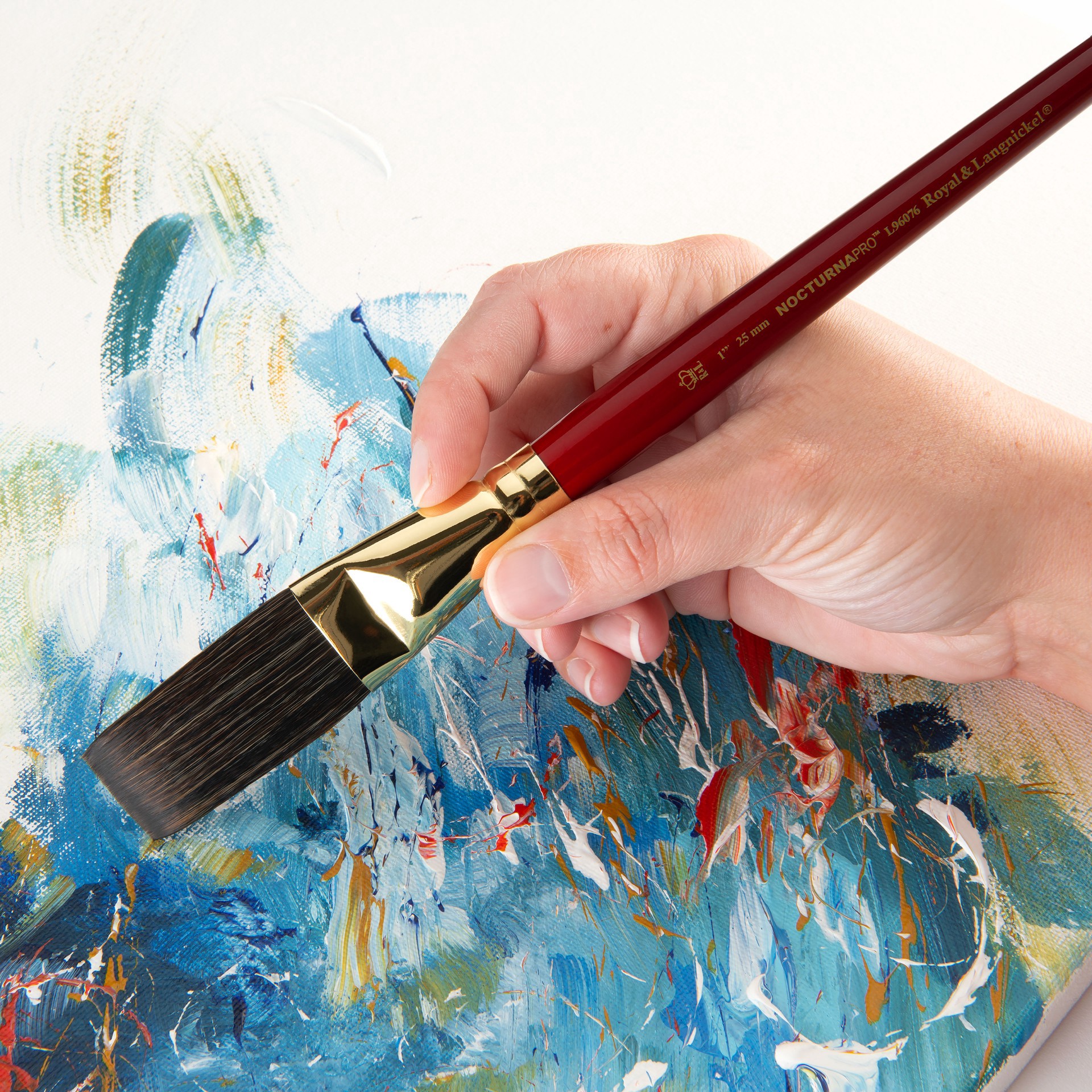 slide 2 of 3, Royal & Langnickel Nocturna Pro Flat Stroke Brush, 1 in