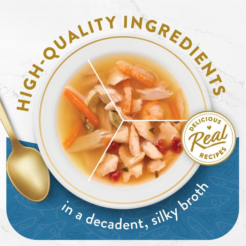 slide 4 of 10, Purina Fancy Feast Broths Lickable Classic Collection Gourmet Wet Cat Food Complement Seafood, Tuna, Salmon, Shrimp, Fish - 1.4oz/12ct Variety Pack, 12 ct; 1.4 oz