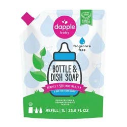 Dapple Bottle And Dish Liquid Soap Refill - Fragrance Free - 34 fl oz: Hypoallergenic, Dye-Free, Paraben-Free