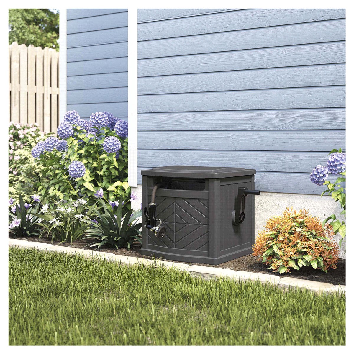 slide 2 of 2, Suncast 150' Slide Trak Hose Hideaway, 150 ft