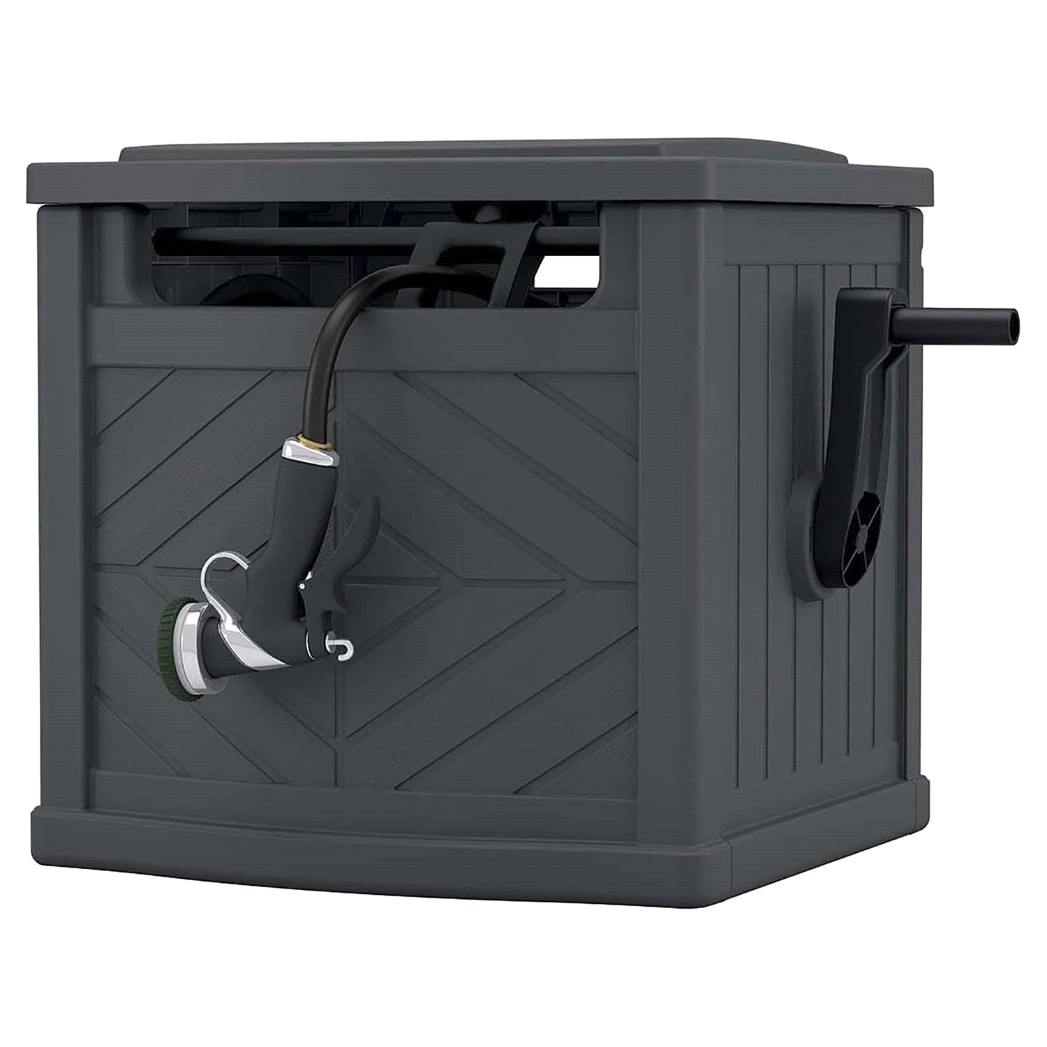 slide 1 of 2, Suncast 150' Slide Trak Hose Hideaway, 150 ft